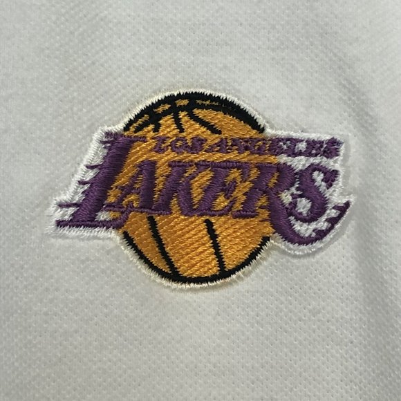 Nike Team Offical NBA Los Angeles Lakers Stitched Polo Pinhole On Sleeve Men XL - Picture 2 of 15